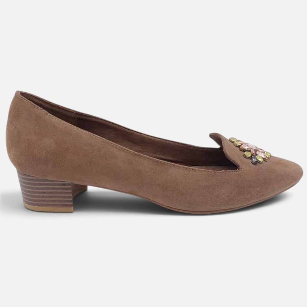 Ann Marino by Bettye Muller 9.5M Brown Suede Like Jeweled Low Heel Pumps
